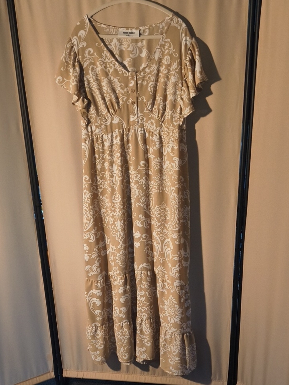 NWOT Inner Circle Patterned Maxi Dress with Button Front Size XL